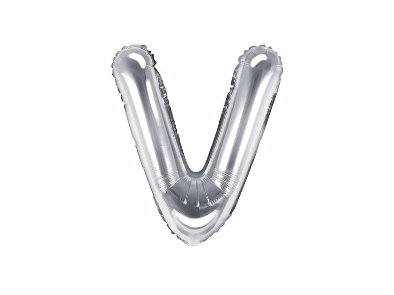 Silver Foil Letter V - 14 in. - PartyDeco USA