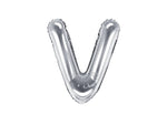 Silver Foil Letter V - 14 in. - PartyDeco USA