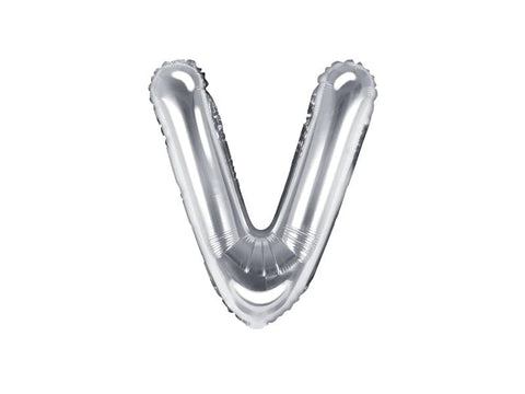 Silver Foil Letter V - 14 in. - PartyDeco USA