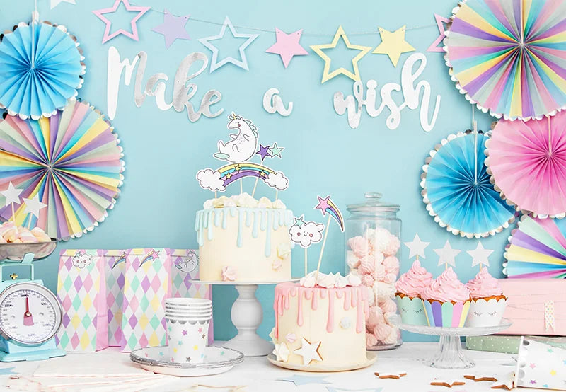 CAKE TOPPER UNICORN MIX (13/23.5CM - 1PKT/5PC)
