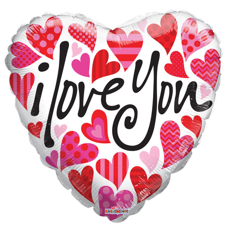 Many Hearts On White Foil Balloon 18