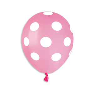 Solid Balloon Pink - White Polka AS50-157 | 100 balloons per package of 5'' each