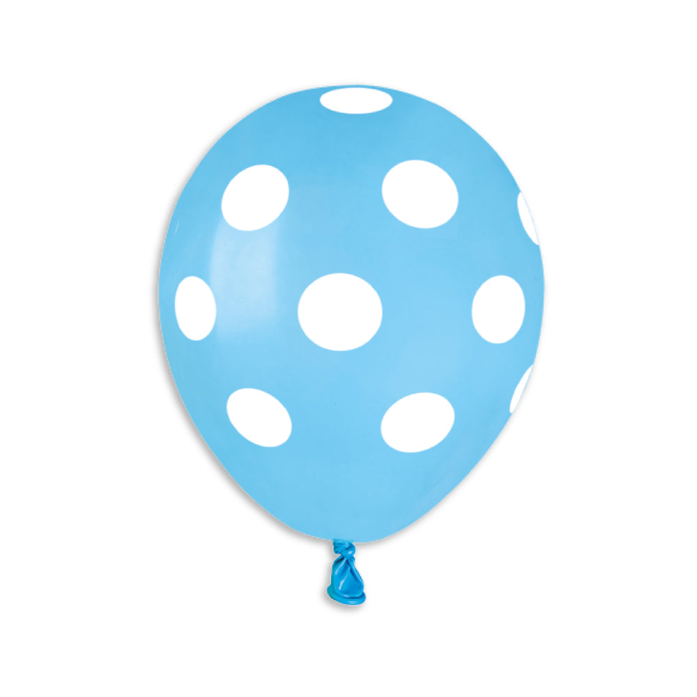 
            
                Load image into Gallery viewer, Solid Balloon Light Blue - White Polka AS50-157 | 100 balloons per package of 5&amp;#39;&amp;#39; each
            
        