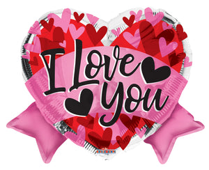 Love Heart With Banner Shape Foil Balloon 18" Single Pack