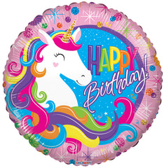 Birthday Classic Unicorn Round Foil Balloon 18