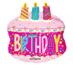 Happy Birthday Cake With Candles Foil Balloon 20"