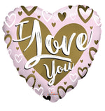 I Love You Gold & Pink Matte Foil Balloon 18"