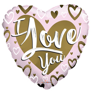 
            
                Load image into Gallery viewer, I Love You Gold &amp;amp; Pink Matte Foil Balloon 18&amp;quot;
            
        