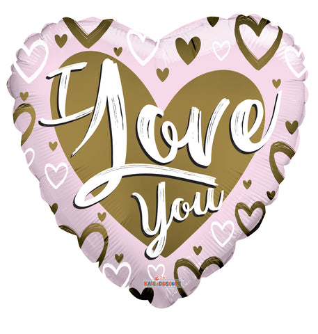 I Love You Gold & Pink Matte Foil Balloon 18
