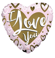 I Love You Gold & Pink Matte Foil Balloon 18