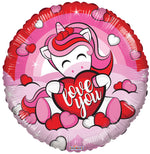 Love Unicorn With Heart Gellibean Foil Balloon 18"