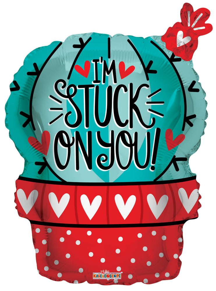 
            
                Load image into Gallery viewer, I&amp;#39;m Stuck On You Cactus Love Foil Balloon 18&amp;quot; Single Pack
            
        