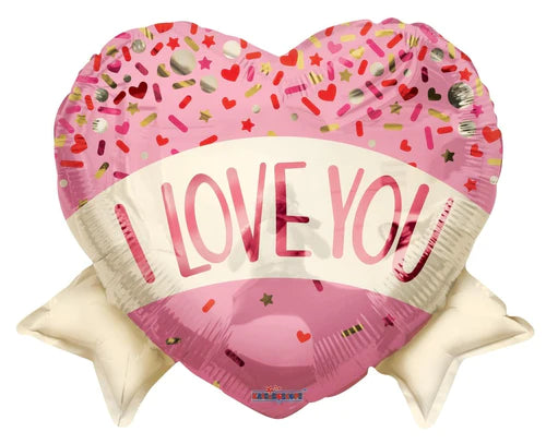 Love Heart With Banner Sprinkles Shape 18"