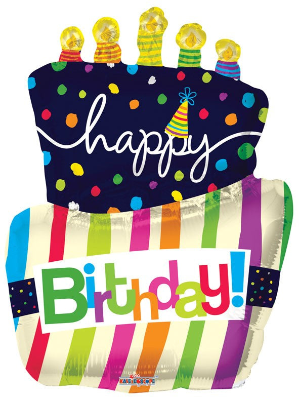 Happy Birthday Funky Cake Shape Mylar Balloon 36"