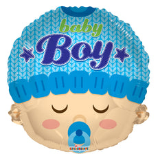 Baby Boy Head Shape Mylar Foil Balloon 18