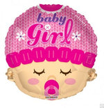 Baby Girl Head Shape Mylar Foil Balloon 18"