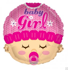 Baby Girl Head Shape Mylar Foil Balloon 18
