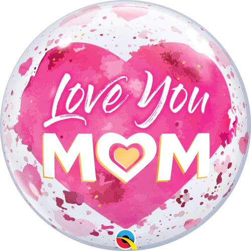 Love You Mom Pink Bubble  22"