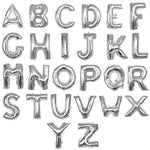 Letters A to Z Silver Foil Balloon - 14" in and 34" in each. (Choose your size and your letter)