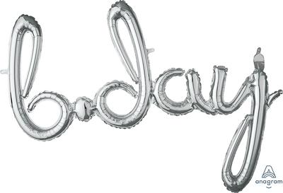 Script Phrase B.Day Silver 37"