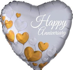 Anniversary Platinum Hearts 18"