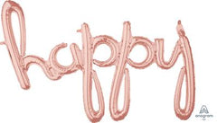 Phrase Script Happy Rose Gold 39