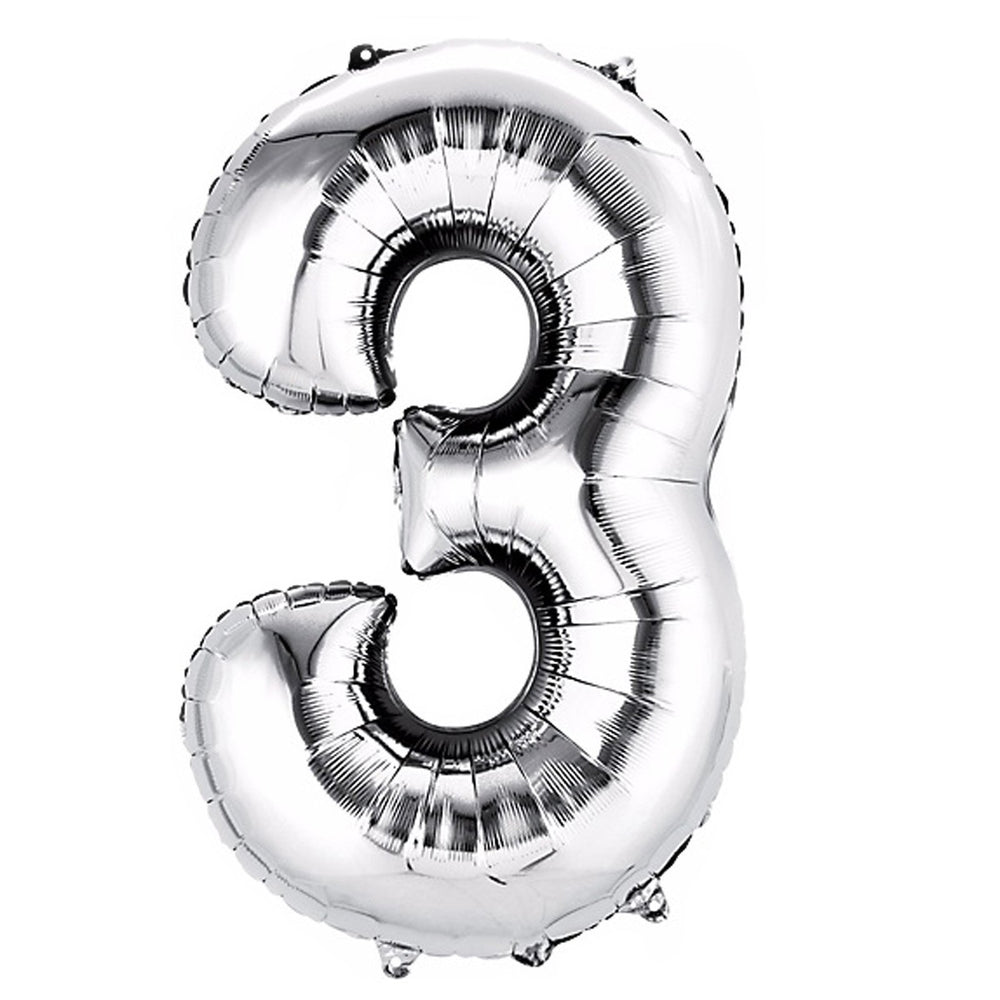 
            
                Load image into Gallery viewer, Numbers 0 to 9 Silver Foil Balloon 14&amp;quot; in and 34&amp;quot; in each (Choose your size and your number)
            
        