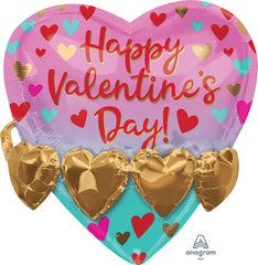 Valentines Gold Heart Garland Foil Multi-Balloon 21