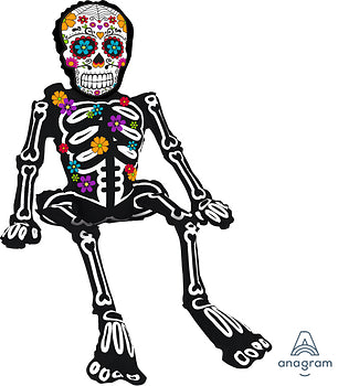 Sitting Day of the Dead Skeleton 18x26"
