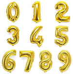 Numbers 0 to 9 Gold Foil Balloon 14" in and 34" in each. (Choose your size and your number)