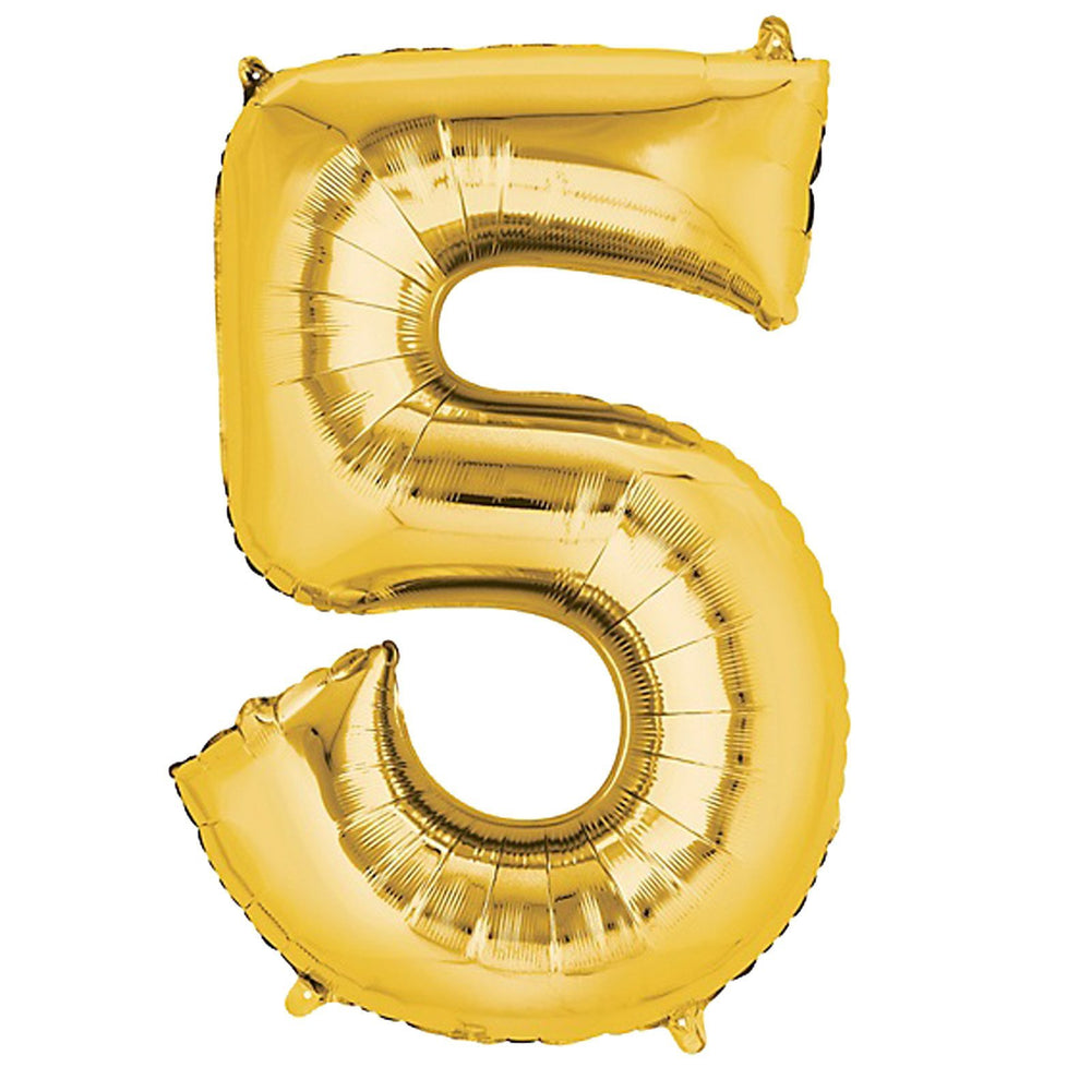 Numbers 0 to 9 Gold Foil Balloon 14" in and 34" in each. (Choose your size and your number)