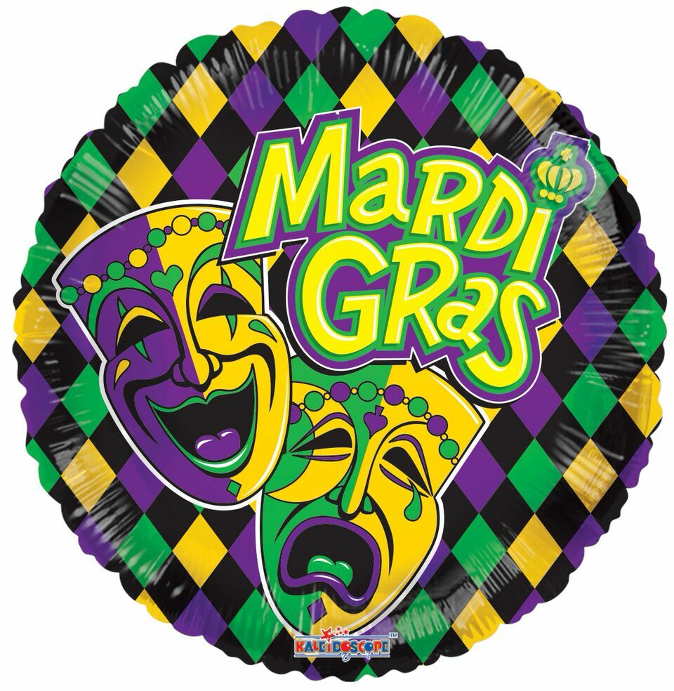 Mardi Gras Mask Mylar 18"