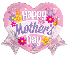 Happy Mother's Day Heart With Banner Shape Foil Balloon 18