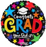 Congrats Grad Stars Foil Balloon 18"