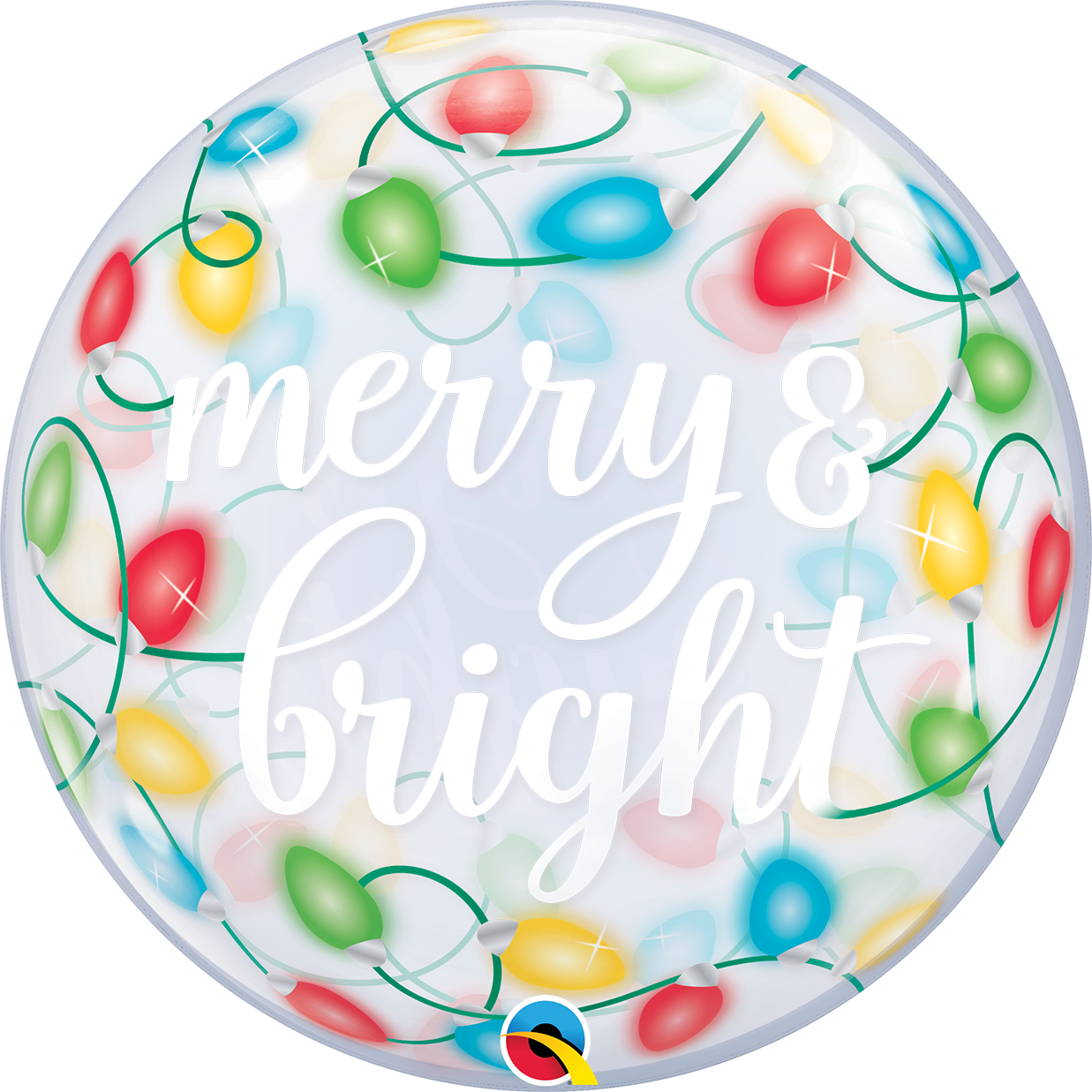 Round Merry and Lights Bubble Balloons 22"
