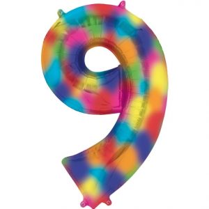 Number 0 to 9 Rainbow Splash Foil Balloon 34" each (Choose your Number)