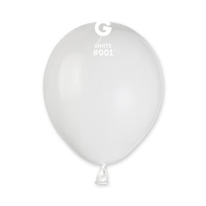 Solid Balloon White A50-001  | 100 balloons per package of 5'' each