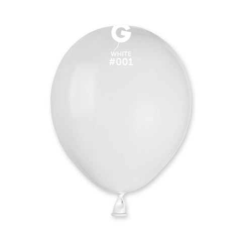 Solid Balloon White A50-001  | 100 balloons per package of 5'' each