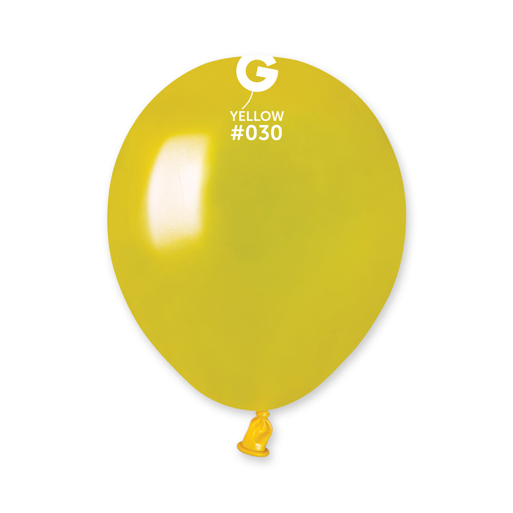 Metallic Balloon Yellow AM50-030  | 100 balloons per package of 5'' each