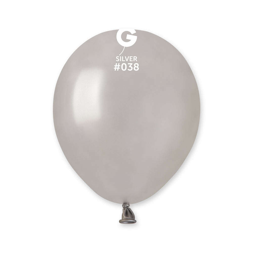Metallic Balloon Silver AM50-038  | 100 balloons per package of 5'' each