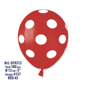 
            
                Load image into Gallery viewer, Solid Balloon Red - White Polka AS50-157 | 100 balloons per package of 5&amp;#39;&amp;#39; each
            
        