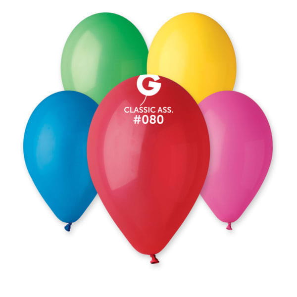 Solid Balloon Assortment G110-080 | 50 balloons per package of 12'' each