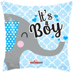 Baby Boy Elephant Gellibean Square Foil Balloon 18"