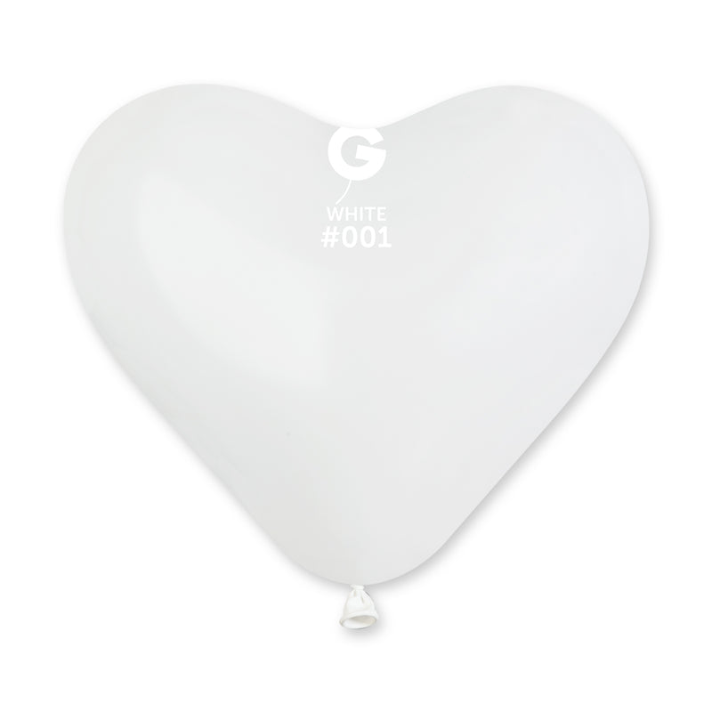 Solid Heart Balloon White CR10-001  | 50 balloons per package of 10'' each