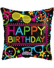 Neon Happy Birthday Themed Foil Balloon - 18" in.