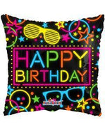 Neon Happy Birthday Themed Foil Balloon - 18" in.