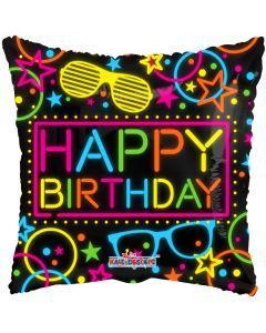 Neon Happy Birthday Themed Foil Balloon - 18