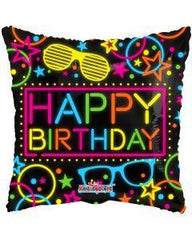 Neon Happy Birthday Themed Foil Balloon - 18