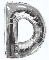 Letters A to Z Silver Foil Balloon - 14" in and 34" in each. (Choose your size and your letter)