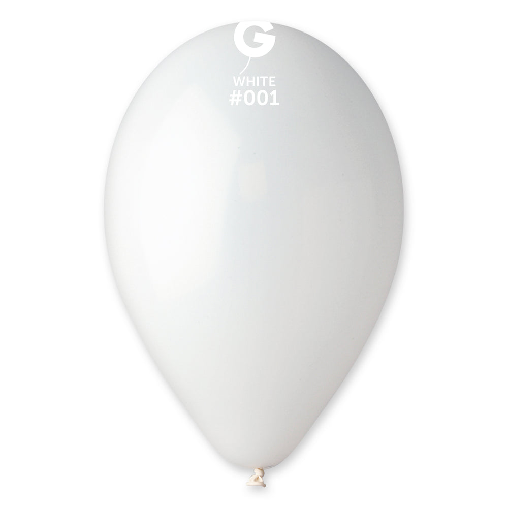 Solid Balloon White G110-001 | 50 balloons per package of 12'' each - Gemar | Gemar Balloons USA